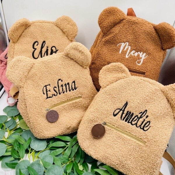 Personalised Fluffy Bear Bag, Baby Backpacks