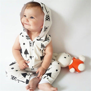 Monochrome Baby Hooded Jumpsuit