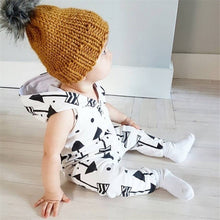 Load image into Gallery viewer, Monochrome Baby Hooded Jumpsuit
