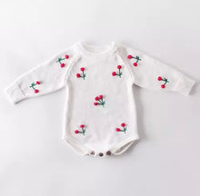 Load image into Gallery viewer, Knitted Cherry Baby Bodysuit
