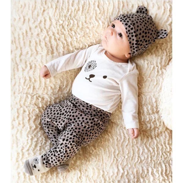 grey leopard print baby set