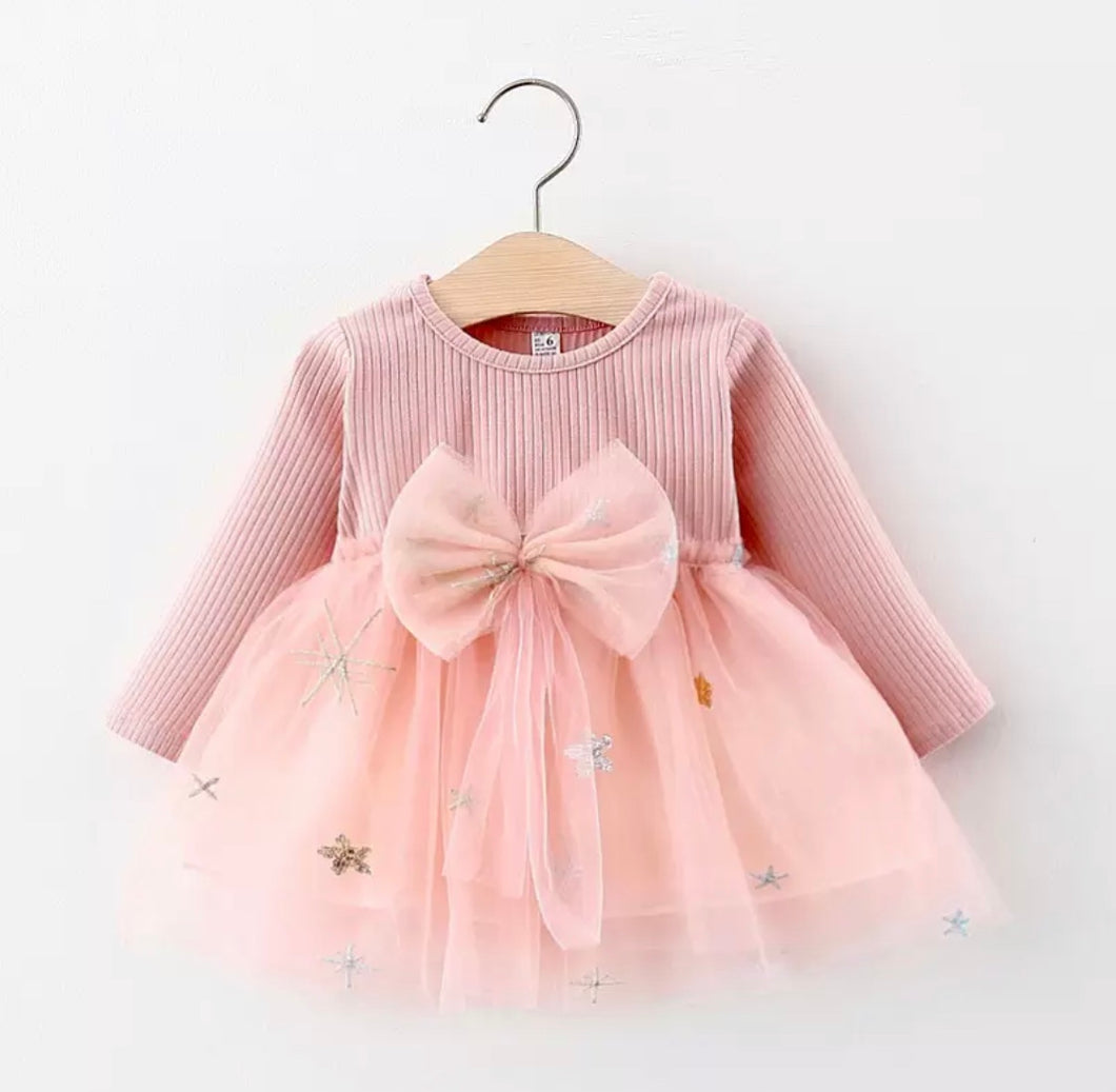 Pink kids bow dress