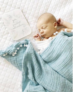 Pom Pom Muslin Baby Blanket