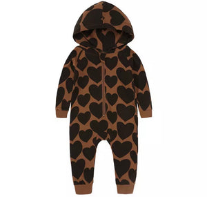 Heart Hooded Baby Jumpsuit