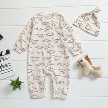 Load image into Gallery viewer, Dinosaur Baby Sleepsuit And Hat
