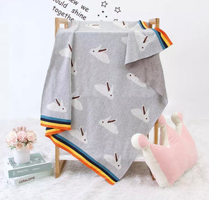 Rainbow Rabbit Baby Blanket