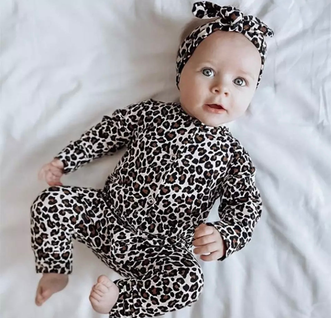 Baby Leopard Romper and Headband