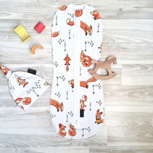 Load image into Gallery viewer, Fox Zipped Baby Sleeping Bag &amp; Hat Set
